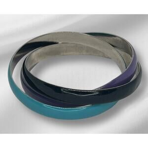 Vintage Silver Tone Stacking Bangle Bracelet Stylish VTG Women's Fashion Jewelry